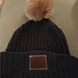 Love Your Melon dull purple/mauve Beanie with Brown Pom Pom